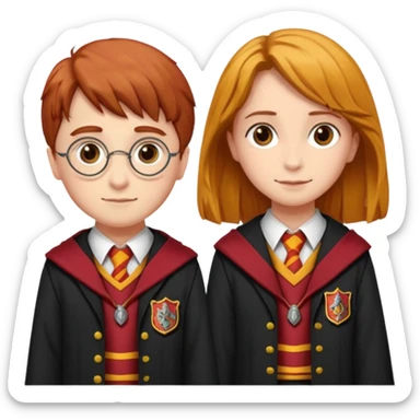 harry potter, ronald weasley and hermione granger in gryfinndor uniform sticker