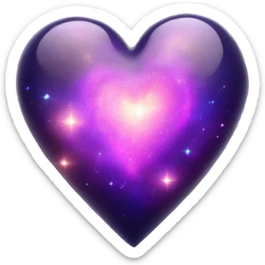 shiny glue galaxy heart sticker