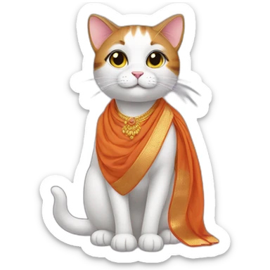 Cat with a saree sticker