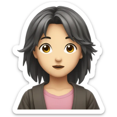 Shrug young girl anime sticker