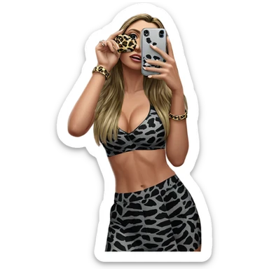 selfie with animal print style sticker