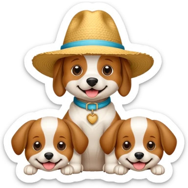 tres cachorros perro animado con sombrero mosquetero sticker