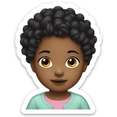 Toddler girl black curly hair sticker