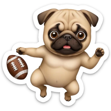 Pug throwing a football sticker