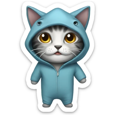 cat with shark onesie sticker