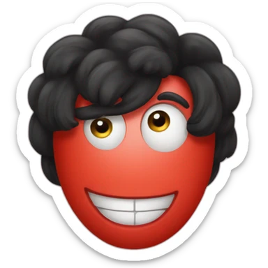 a tomato with goofy black hair sticker