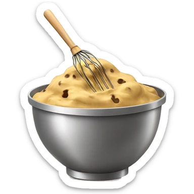 Realistic gold mixing bowl of cookie dough and with gold wisk in the bowl with it. sticker