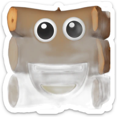 Log emoji with goofy eyes and a big smile sticker