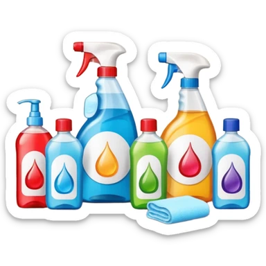 cleaning products on a table sticker