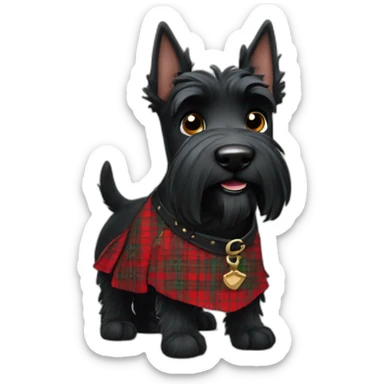 Black Scottish terrier wearing kilt sticker