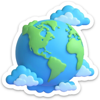 Earth from space, blue and green with clouds sticker