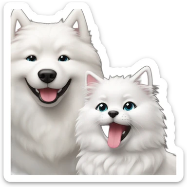 samoyed and gay cat playing sticker