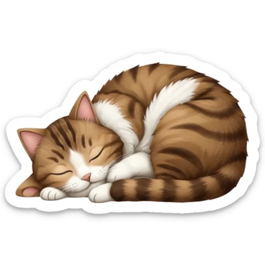 dark brown tabby and white cat sleeping in funny positions upside down sticker