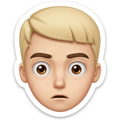 I need you to make an emoji of the gen z stare (young person like 20 yro’, like confusion, disgusted and kinda bored, it has to be very confused and disgusted, make the eyebrows very expressive, make one up and one down  sticker