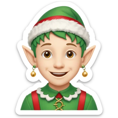 duende navideño con una sonrisa amplia y ortodoncia sticker