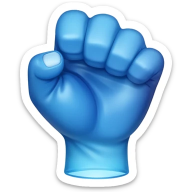Give me a punching emoji with a blue gradient and transparency, No face, just a fist, With the effect of glass and transparency sticker