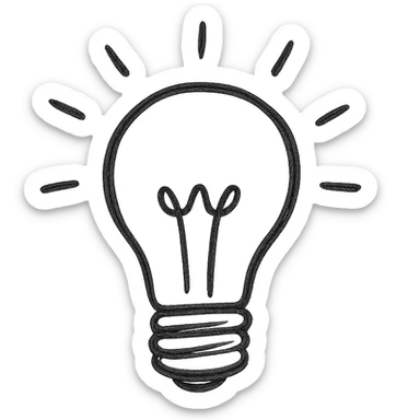 bulb icon, hand drawn outline, sketchy look sticker