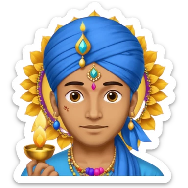 diwali man with blue turban and diwali sticker