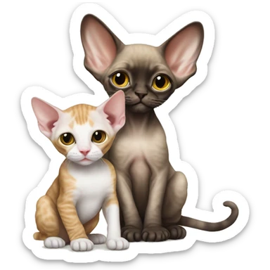 Cute Devon Rex kitten sitting next to a big cute monkey  sticker