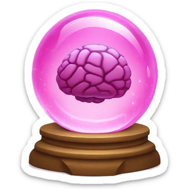 A glowing crystal ball with a pink brain inside. sticker