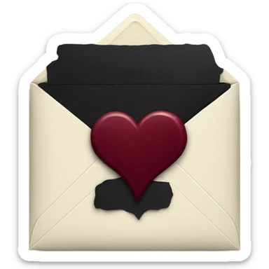 black envelope with burgundy wax heart seal sticker