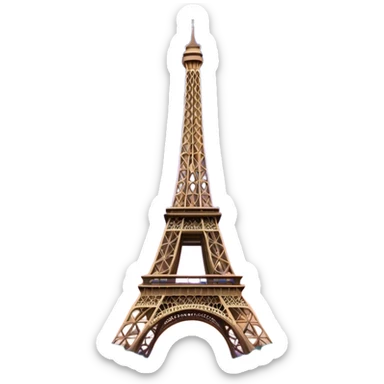 Cinematic Realistic Eiffel Tower Landmark Emoji, featuring the iron lattice structure illuminated against a twilight Parisian sky sticker