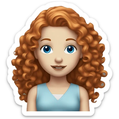 Beautiful pale redhead women with blue eyes and long curly hair  sticker