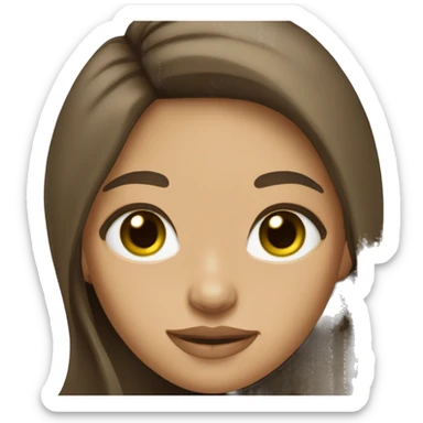 young woman beige skin green eyes with long voluminous brown hair sticker