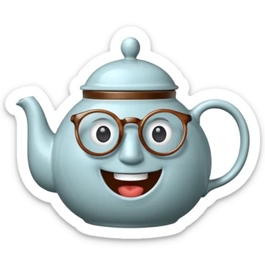 talking teapot with glassess sticker
