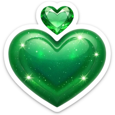 Green Heart with green sparkles sticker