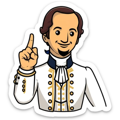lin manuel miranda as alexander hamilton sticking up the middle finger while smiling sticker