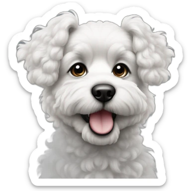 Caniche avec des pois blanc et noir qui tire la langue sticker
