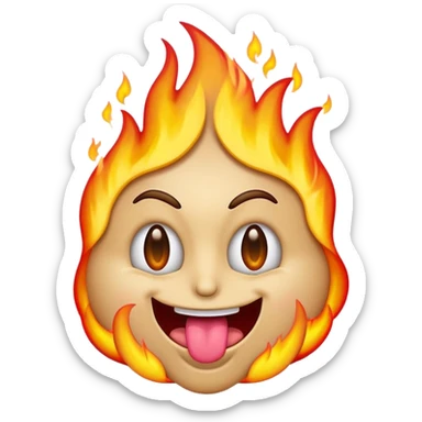 a samsung-style emoji of a basic face with dollar sign eyes sticking out a flaming tongue sticker