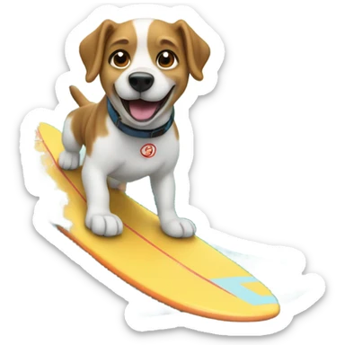 Dog surfing on big wave sticker