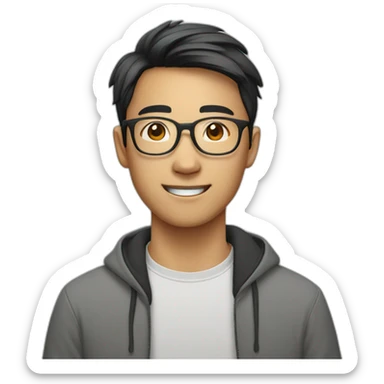 asian young man wearing eyeglasses sticker