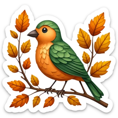 Bird made of leaves and branches  sticker