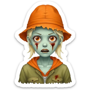 zombie woman in orange hats sticker