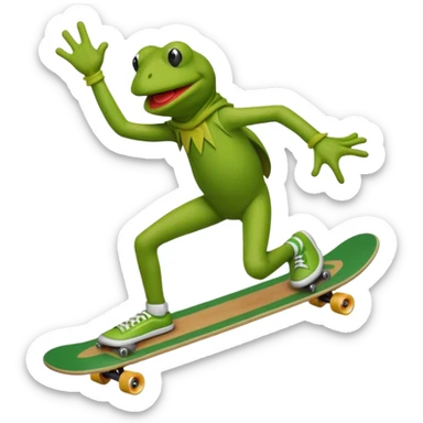 Kermit the frog wearing skateboard clothes and riding a skateboard  sticker