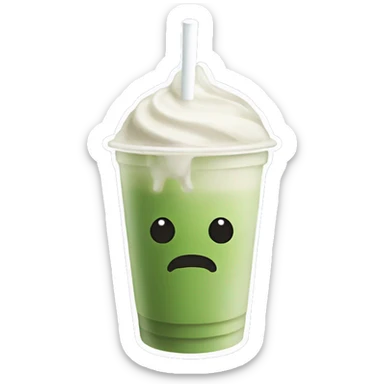 Iced matcha latte to go cup with straw no whip cream no face  sticker