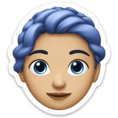 Chica a de cabello revelde blanco, de ojos azules y piel blanca. Con suéter lila sticker