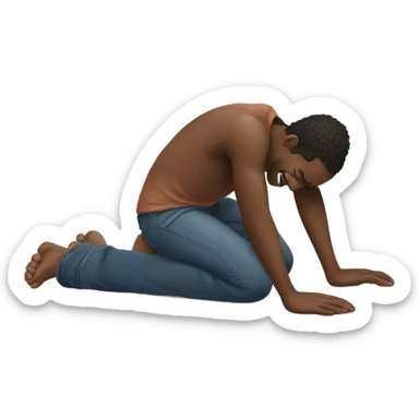 Black person crying laughing on their back with feet on the floor  sticker