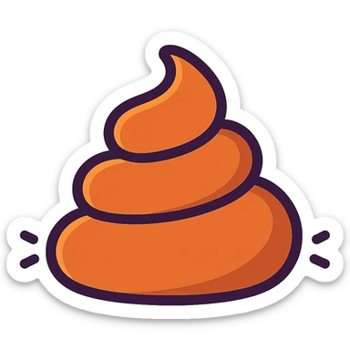 poo icon, color outline, playful, cartoonish, with subtle shading sticker
