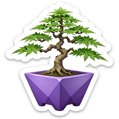  small bonsai pot trident maple purple marijuana with triangular angular faceted asymmetrical originally shaped body  sticker