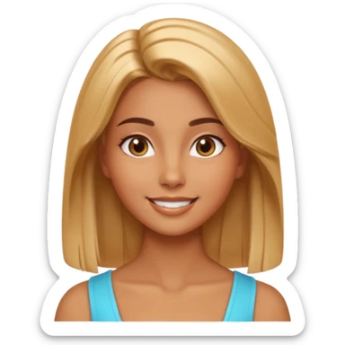 Create a 3D emoji in iOS emoji aesthetic style of a beautiful woman. She has smooth skin, shiny hair, soft facial features, and a gentle warm smile. Lighting is bright and balanced, with clean white background and soft shadows. The design should look expressive, glossy like real iPhone emojis

 sticker