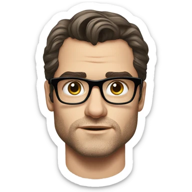 Henry cavill with a laptop in front of him and glasses make him look 29 years old  sticker