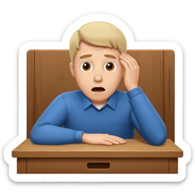 A white man sits at his desk in shock. sticker