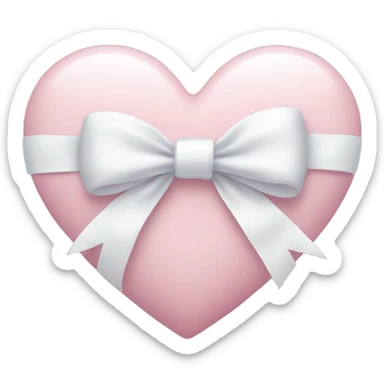 Pastel pink heart with white bow sticker