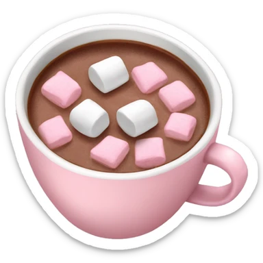 Light Pink mug of hot chocolate with marshmallows  sticker