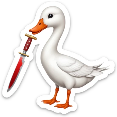 Duck holding knife but make it a white goose sticker
