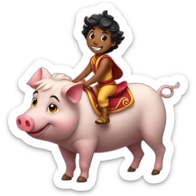 Aladin riding pig sticker